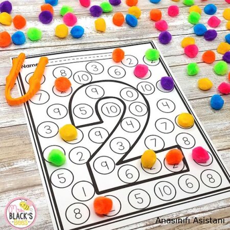 Ponponlarla Rakam Çalışması